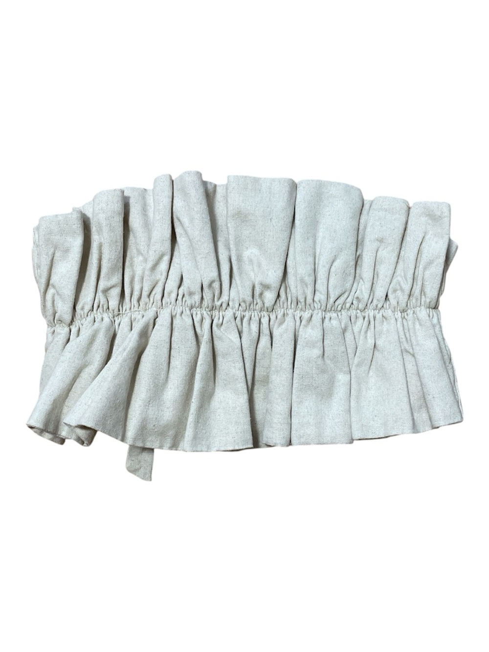 Lush Beige Ruffled Crop Top - Picture 3 of 4